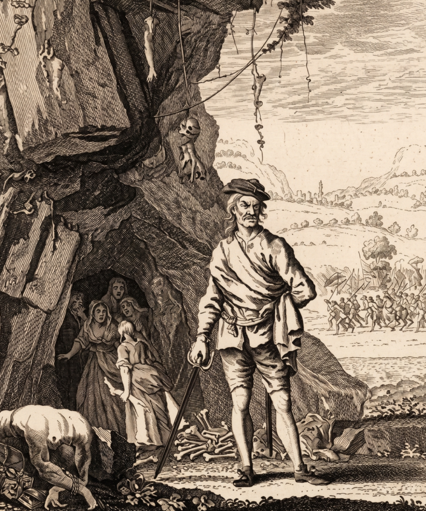 Sawney Bean cave engraving referenced in The Hunger book review - 18th century, public domain via Wikimedia Commons