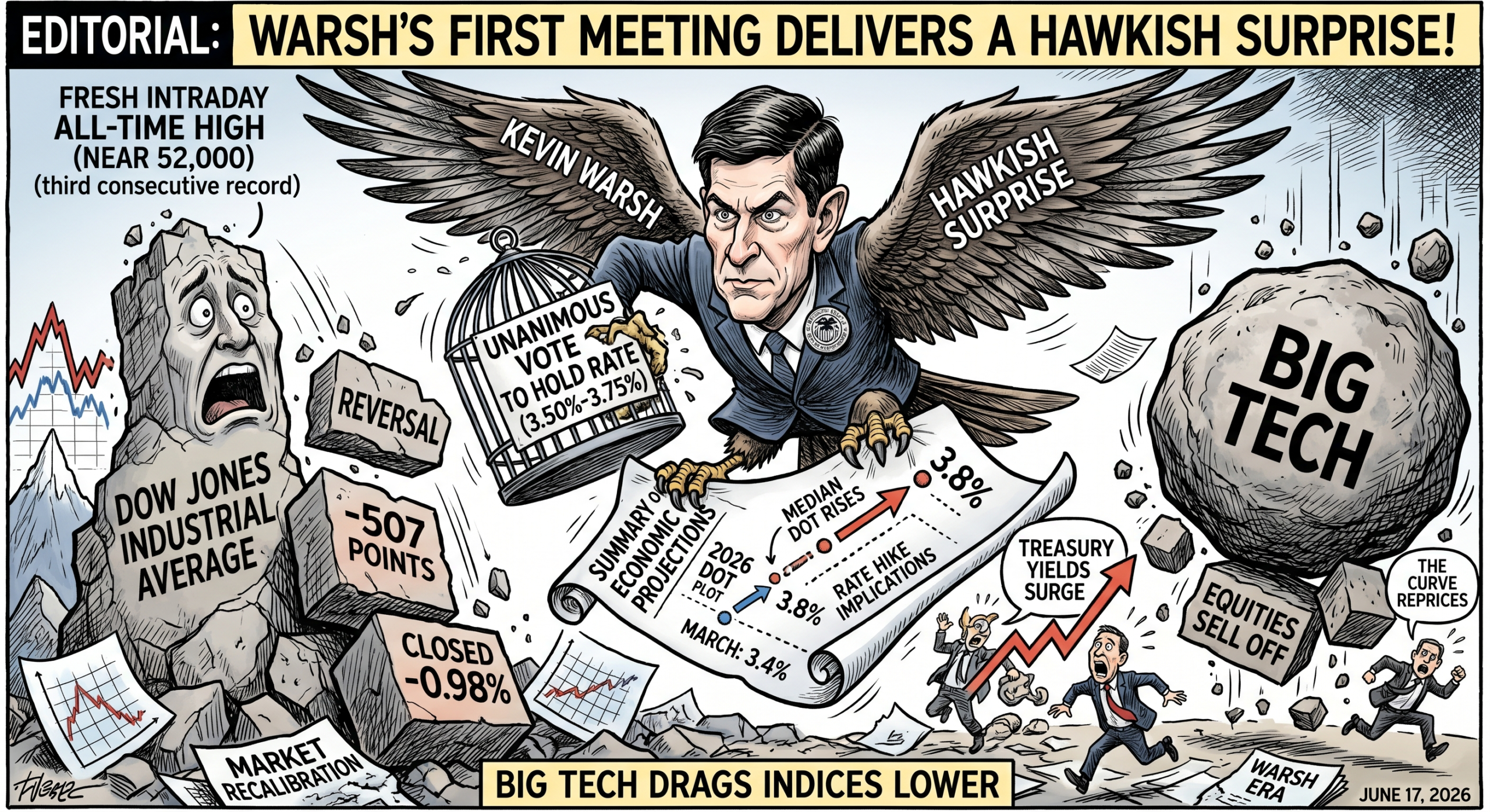 Warsh’s First Meeting Delivers a Hawkish Surprise; Big Tech Drags Indices Lower